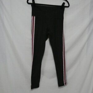TNA | medium | Black Leggings With White, Navy and Red Stripe Side Panels